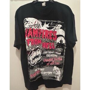 VTG “Zombie Vampires From Hell” T Shirt Movie Promo Tee Black Horror Goth
